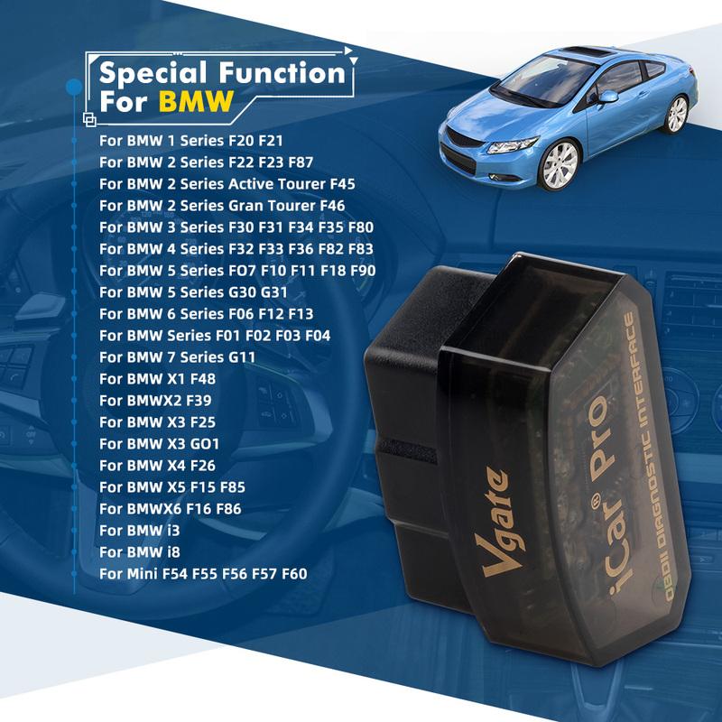 Vgate iCar pro Bluetooth 4.0 WiFi for IOS Android PC Auto Wake Up Elm327 OBDII Scanner Code Reader Car Diagnostic tool V2.1