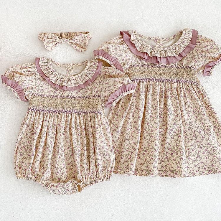 New Summer Korean Style Floral Baby Romper - Lace Princess Dress for Girls