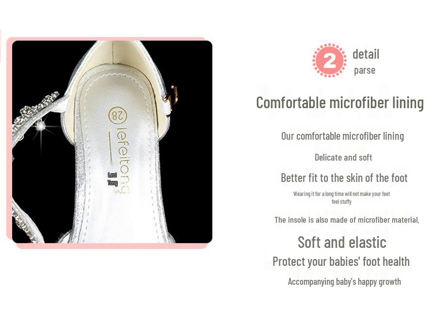 Girls' Pink Rhinestone Princess Sandals - Breathable & Fashionable Korean Style for Medium and Large Children's Summer Performance