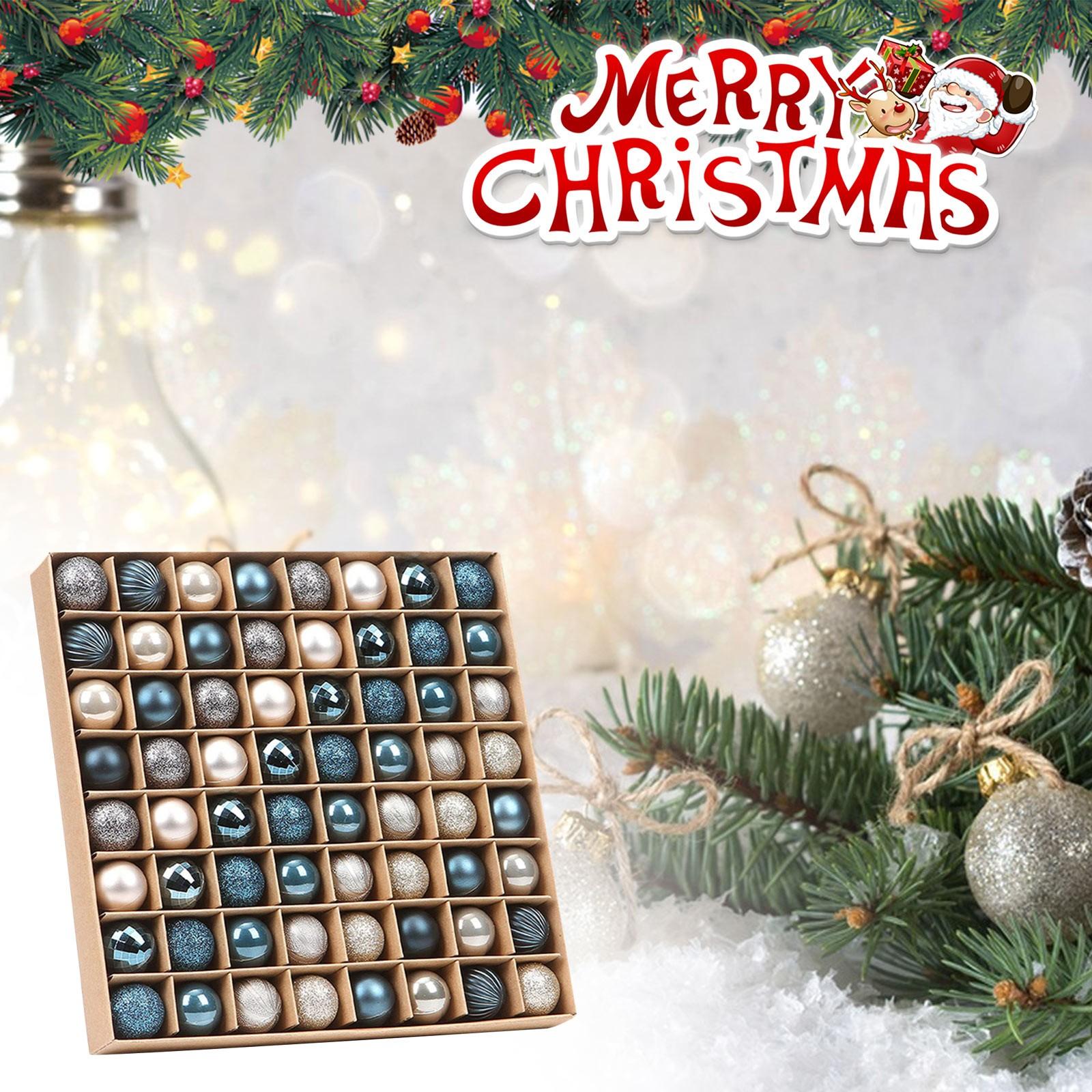 

64 елочных шара, украшения для рождественской елки, праздничный венок, гирлянда, украшения, красные и золотые, 3 см One Size синий