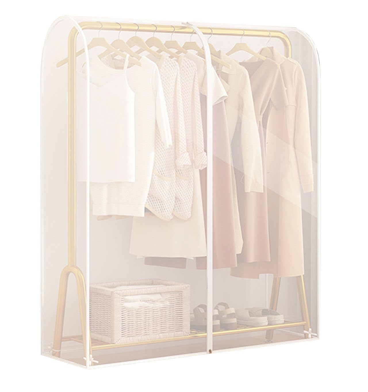 

NYANDELMO ND-0052-R16-HCLS Semi-Transparent Clothes Rack Cover, Size Small, Zipper Closure, Dustproof