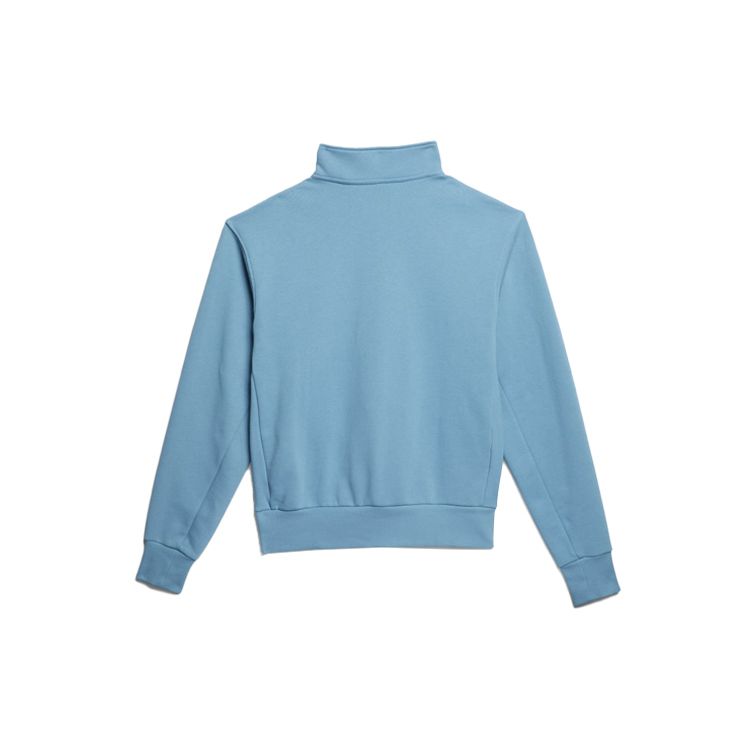 Adidas Originals Trefoil Logo Print Zip Sweatshirt Men Tops Blue GL9943