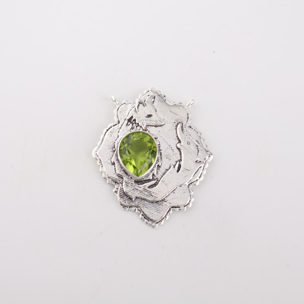 Natural Peridot Gemstone 925 Sterling Silver Jewelry Pendant 1.29" Gift For Her CP-32-4