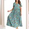 2023 Summer Pleated Floral Mid-Length Dress – Comfortable & Casual Loose Fit