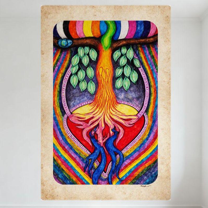 

Whimsical Rainbow Tree Heart Roots Metal Tin Sign, Colorful Nature Symbol Art Decor for Home Wall, Bar, Cafe - 8x12 Inch Vintage 20x30cm（7.8x11.8inch）
