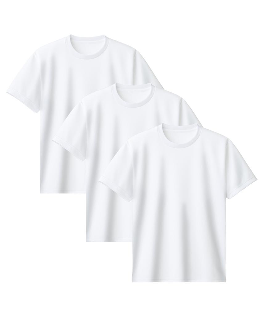 Muji [3Pack] Mooz Poly Mesh Air Cool Dry Round Unisex Short Sleeve T-Shirt (Type B)