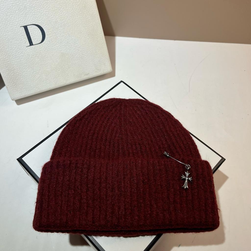 Youth Street Versatile Knitted Hat Cross Pin Personality Men'S And Women'S Warm Wool Hat Trend