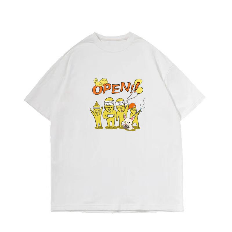 Cotton Men's Round Collar T-shirt Drop-Shoulder Five-Quarter Sleeve Loose Plus Size Trend All-Match Top