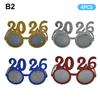 2026 Nummer Brillen 2026 Frohes Jahr Brillen Diamant Glitzer Sonnenbrille Cosplay Requisite Weihnachtsfeier Dekoration Lustige Brillen