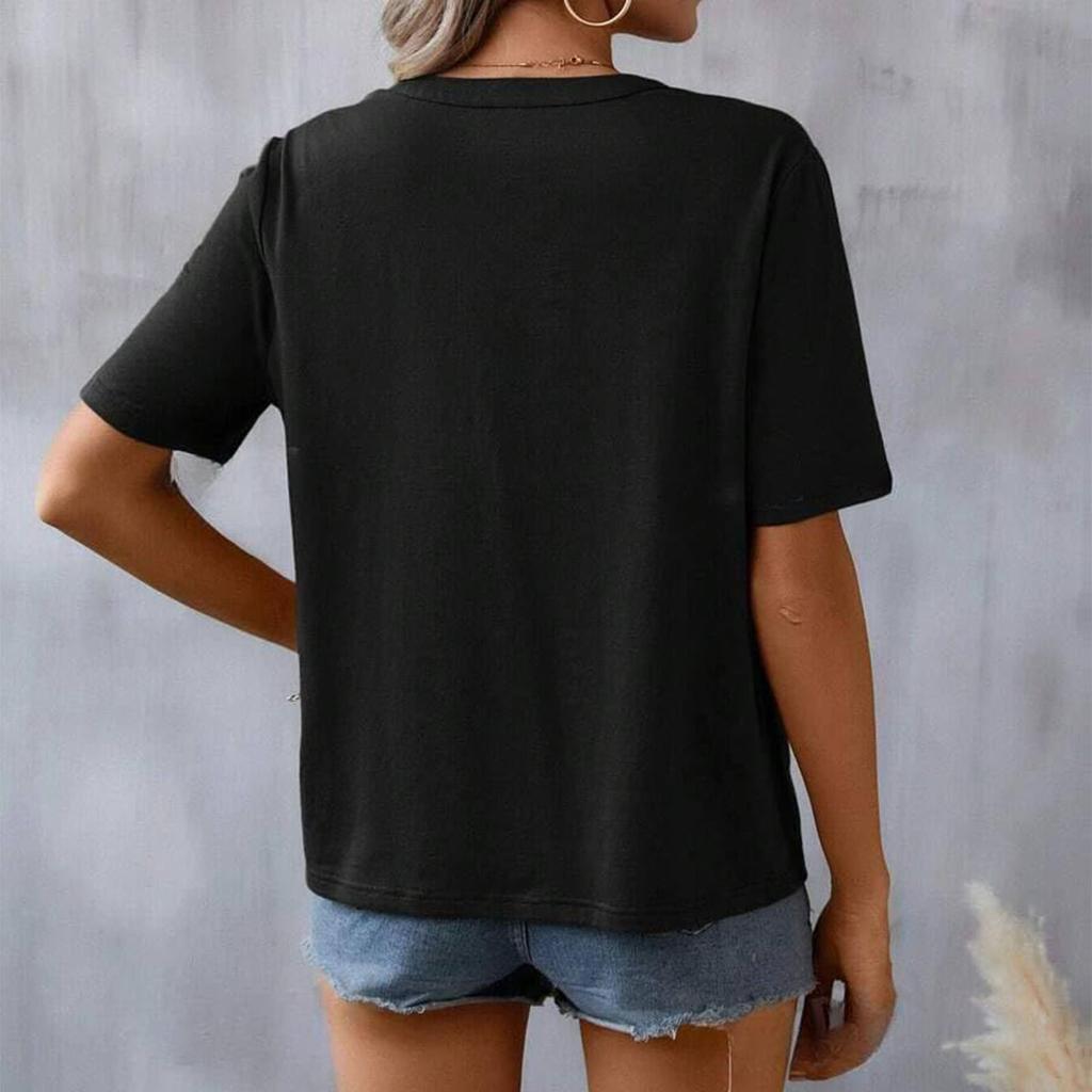 Womens Spring Tops Embroidered V Neck Summer Shirts for Women Casual Short Sleeve Womens Summer Shirts Dressy Tops for Women