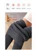 Fleece-Lined High-Waisted Grey Stirrup Footed Leggings for Women - Warm Micro-Compression Vertical Striped Tights