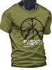 Sniper Graphic with Crosshair & Rifle Design-100% Cotton Summer O-neck Short Sleeve Casual Prin