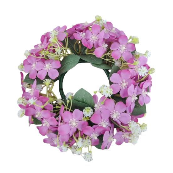 

Artificial Wildflowers Candle Ring Wreath Small Flowers Pillar Candle Holder for Farmhouse Spring Wedding Home Tabletop Decoration темно-фіолетовий колір