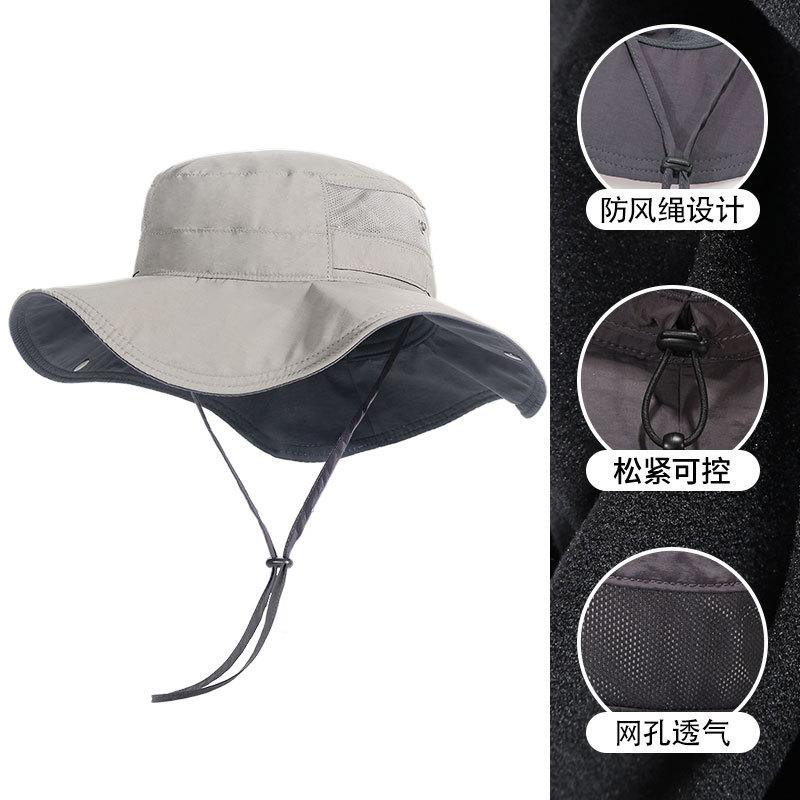 Spring and summer mountaineering cap quick-drying breathable anti-ultraviolet big eaves sunshade bucket hat men's foldable sunscreen cap