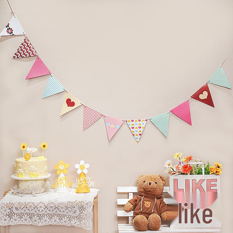 Birthday Pull Flag Banner for Baby Party Decorations - Boy & Girl Pennant