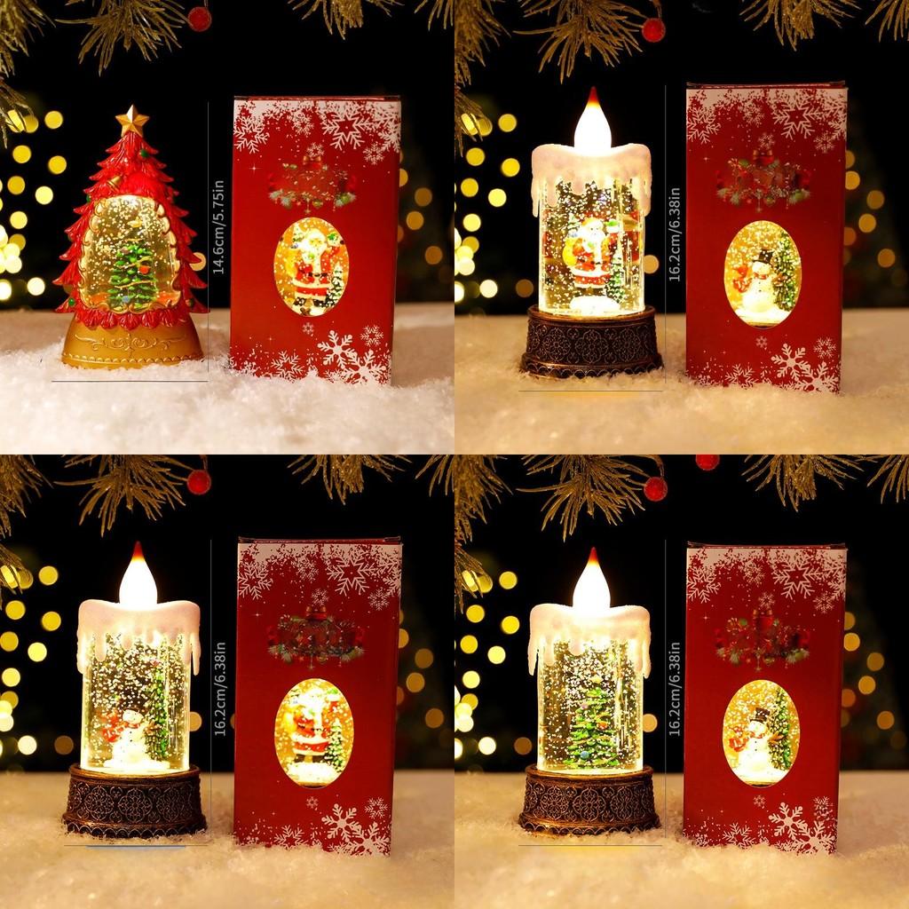 Christmas Waterilluminated Candle Night Light With Creative Mini Wind Lamp For Holiday Decor