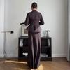 Women's Solid Color Bodycon Long Skirt Set with Long Sleeve Mock Neck Top