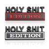 1Pc 3D Metal Holy Shit Edition Logo Car Front Grille Badge Side Fender Rear Trunk Emblem Sticker Decal