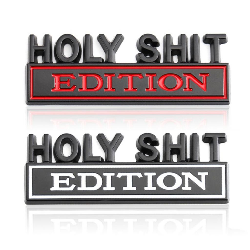 1Pc 3D Metal Holy Shit Edition Logo Car Front Grille Badge Side Fender Rear Trunk Emblem Sticker Decal