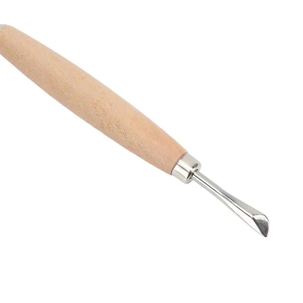 2pcs Wooden Handle Leather Carving Tools Metal Tip Leather Press Rub Tool For Leather Craft