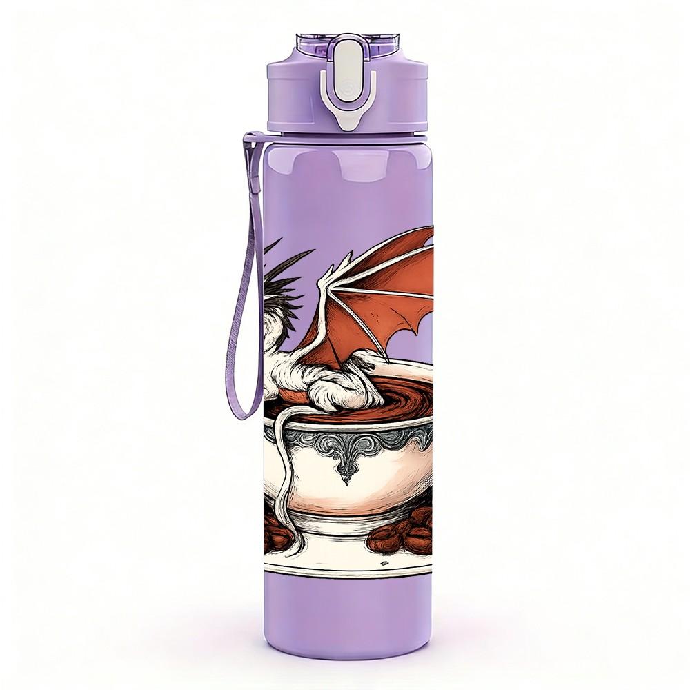1PC Dragon Tea Cup Art 750ml Color Plastic Sports Water Bottle Leakproof Flip Straw Lid Suitable for Sports Office Home Use