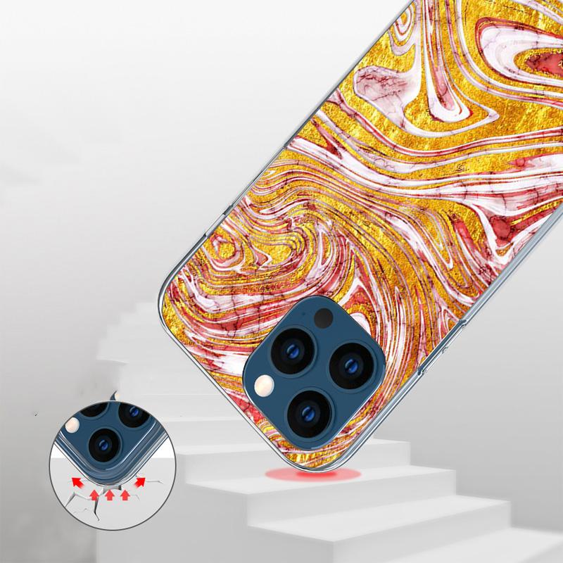Fashion Gold Pink Geometric Marble Phone Case For iPhone 17 Air 16 Pro Max 16E 15 + 14 Plus 11 12 13 Mini 7 8 SE Gift Print Cove