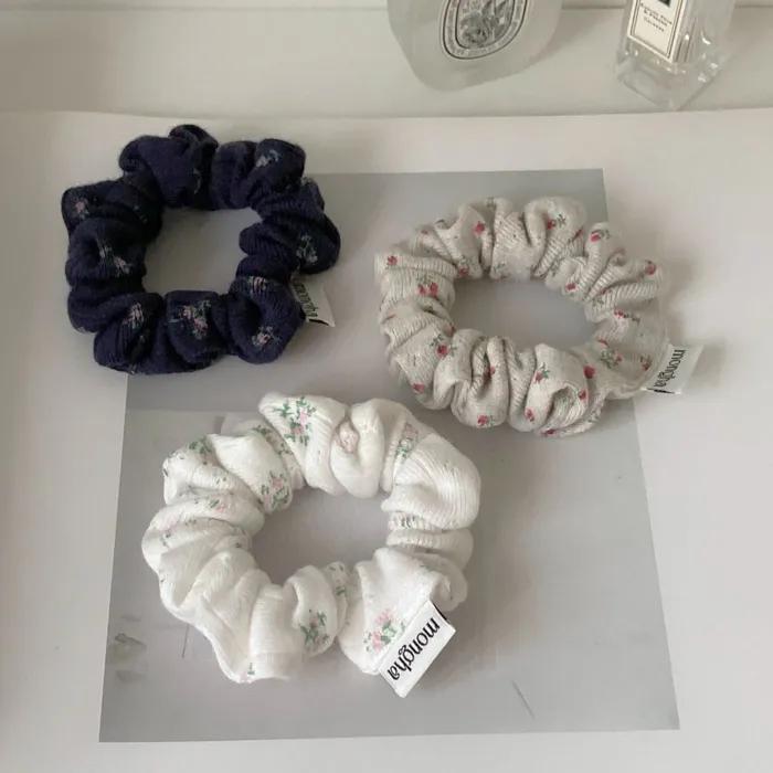 (3SET) Hair scrunchie _milk flower