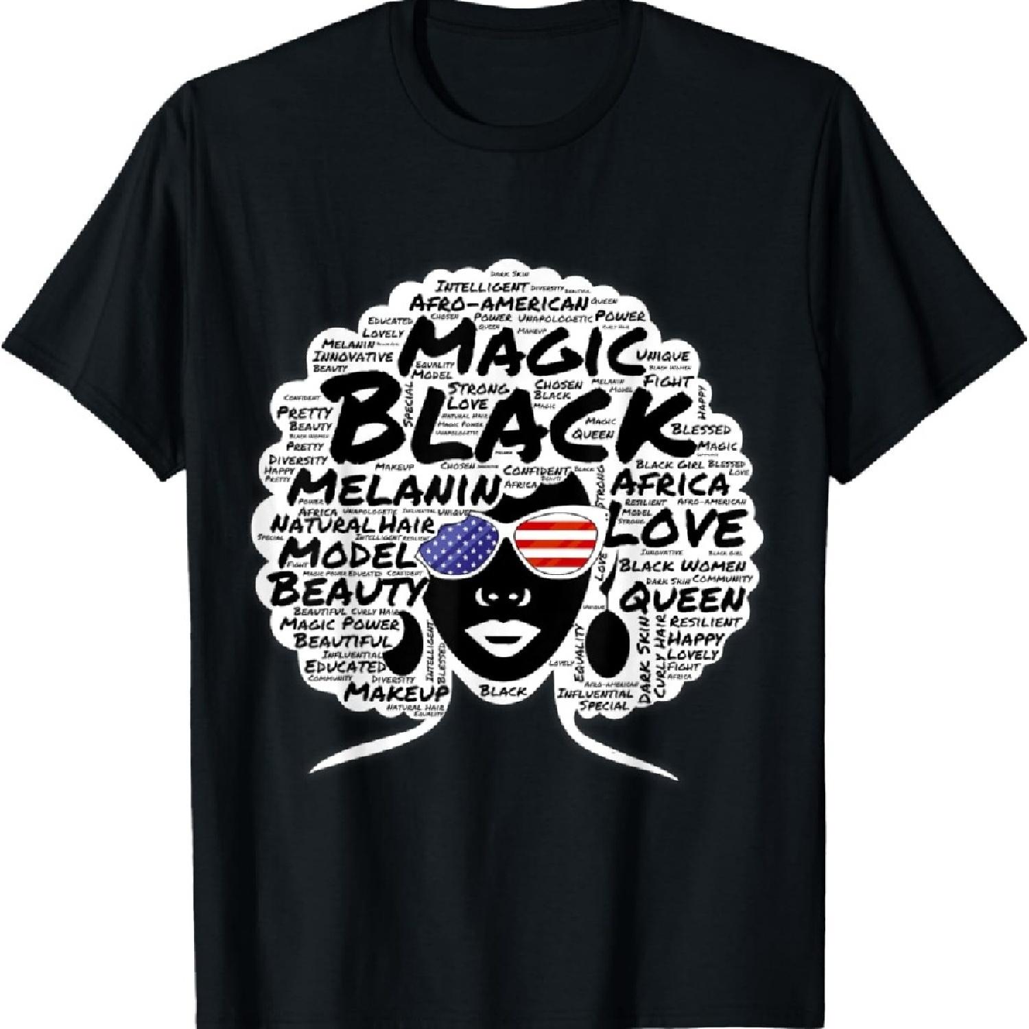 

Magic Girl Natural Hair Black History American Sunglasses T-Shirt XXXXXL чёрный