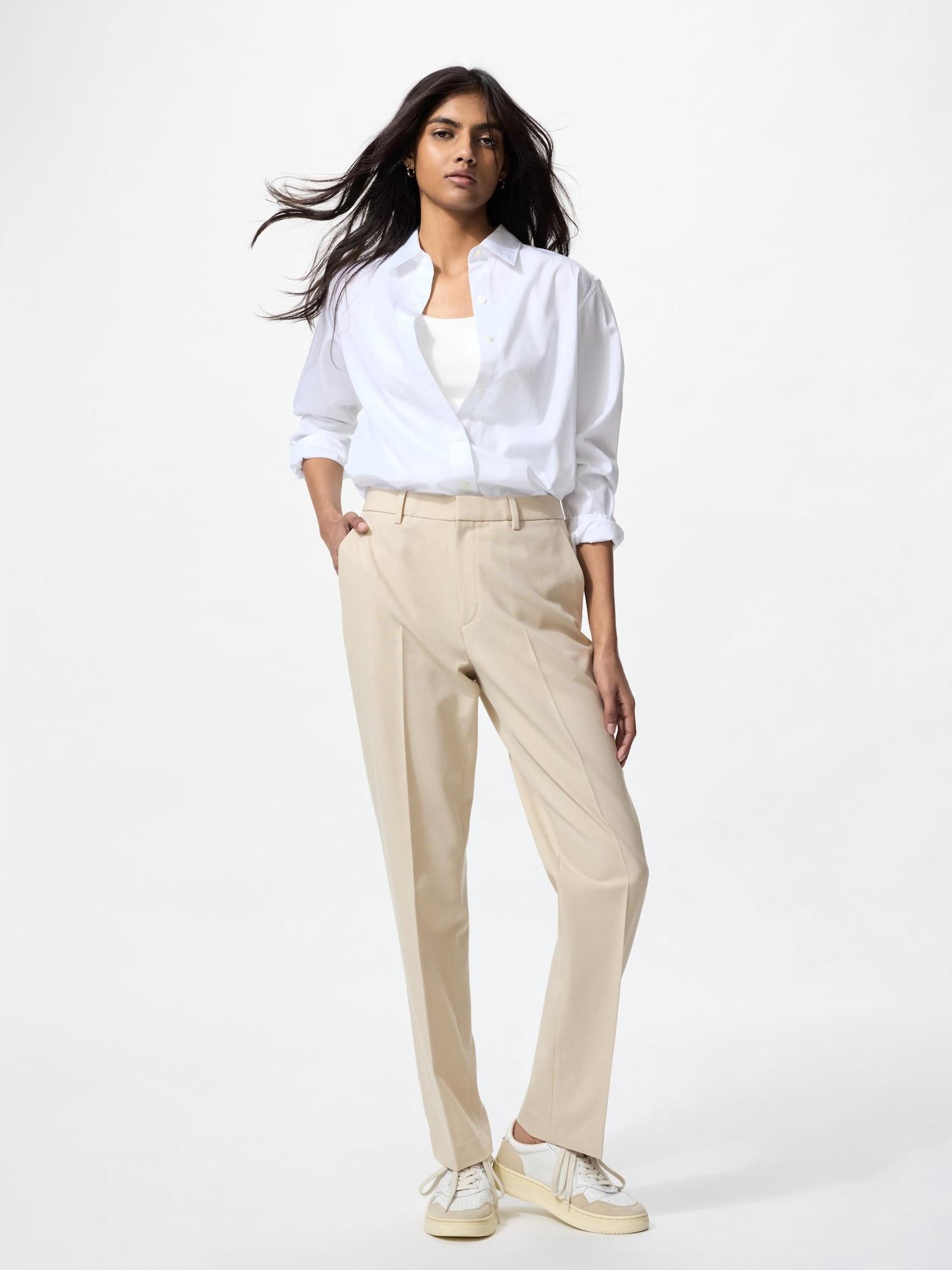 Uniqlo Japan Впечатляющие узкие брюки длиной 77 см, можно установить 31 BEIGE/XXL