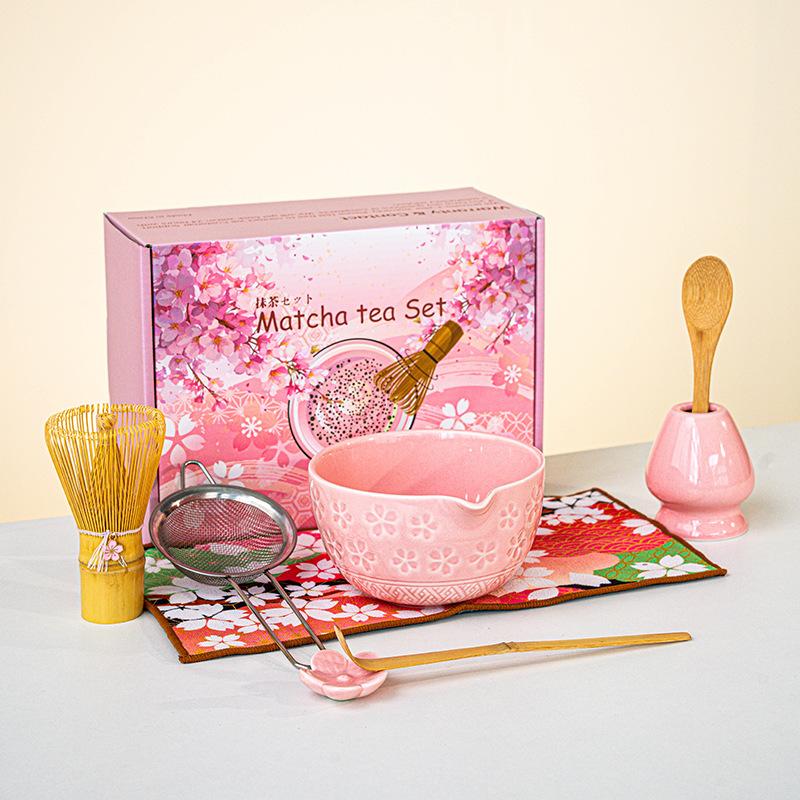 Japanese Matcha Bowl and Whisk Holder Tea Bowl with Pouring Spout for Office Table Tea Ceremony Party Gift