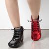 Women Boots Ankle Short Shoes Autumn Patent Leather Lace Up Ladies Female Pu Non Slip Winter Footwear Shoes Women