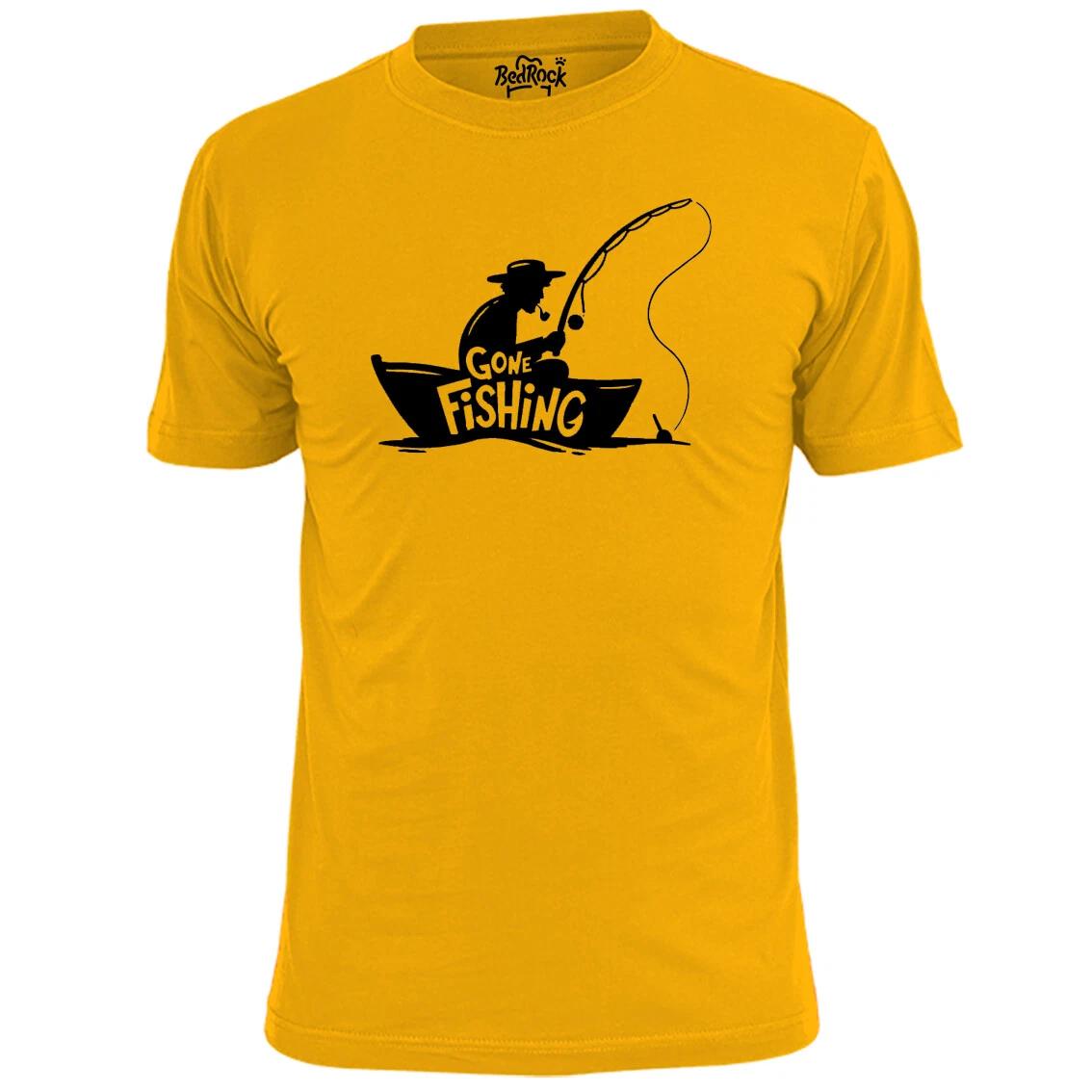 Mens Gone Fishing T shirt Angling Fish Rod River S