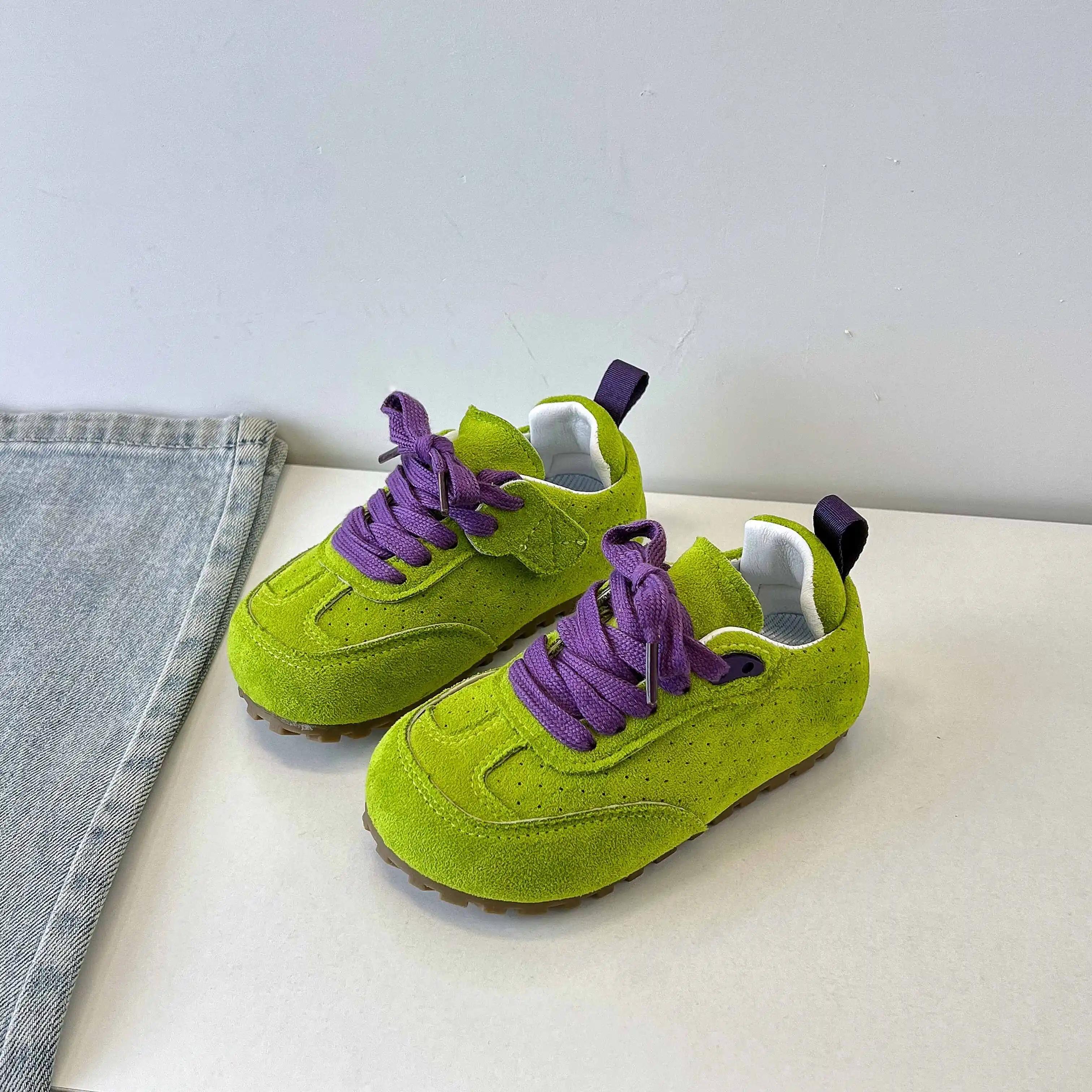 

Детская обувь из натуральной кожи, плоская, легкая спортивная обувь, высококачественная повседневная обувь для девочек, уникальный дизайн, кроссовки для мальчиков 26(insole 16cm) зелёный