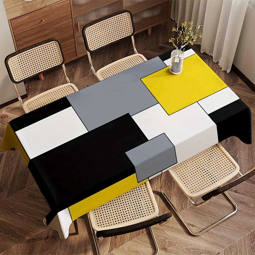 JIT 1 Stück moderne gelb-schwarze geometrisch bedruckte Tischdecke ist geeignet für Picknicks und Partys.zyc