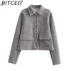 BITCED Women's Spring/Fall Collared Pocket-Detailed Single-Breasted Jacket