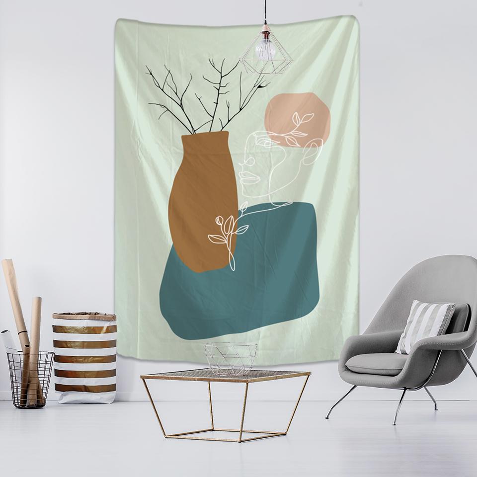 Vaso di Fiori Viso Arazzo da Parete Semplice Vento INS Piccolo Fresco Hippie Bohemien Colorato Decorazione Casa