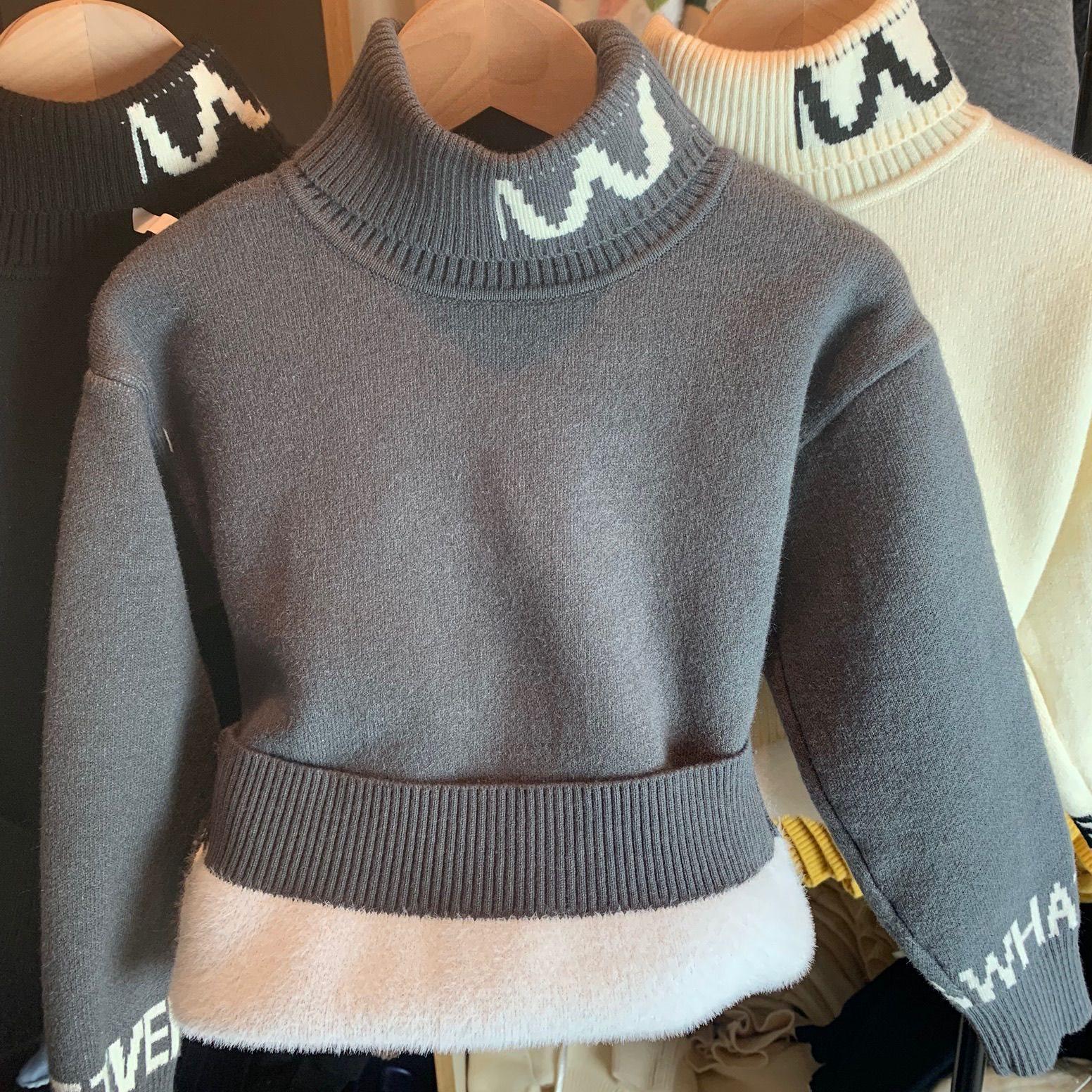 

Хлопчачий светр з високим коміром, Товстий вельвет, Зимова база, Однотонний, Корейський стиль, Середні та великі розміри 100