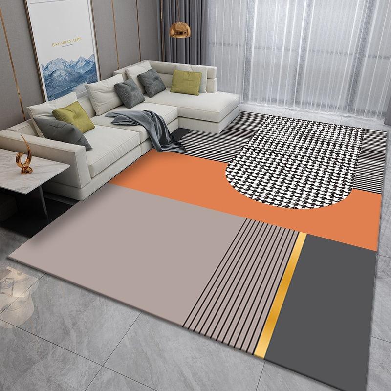 Modern Geometric Pattern Living Room Carpet Indoor Rug Home Decor Mat Houndstooth Striped Floor Mat for Living Room Bedroom