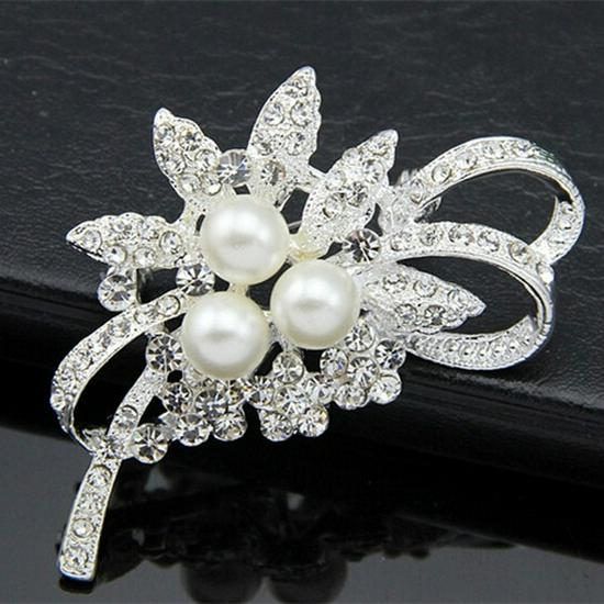 Elegant Crystal Pearl Brooch - Popular Corsage B877 Exquisite Jewelry