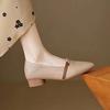 Autumn French retro pointed head color matching light mouth single shoes women's low heel super soft medium thick heel grandma shoes temperament small