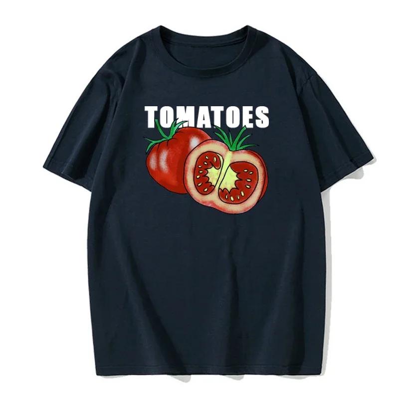 Summer Fashion Tomato Retro Men's English Letters 100% Cotton Round Neck High Quality Casual Fitness Street European T-Shirt