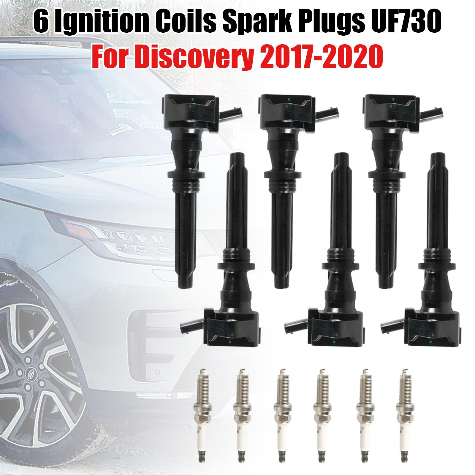 6 Ignition Coils Spark Plugs UF730 For Land Rover Discovery 2017-2020