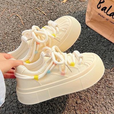 Milk Fufu Thick-soled Shell Head Women's New Autumn Versatile, Lightweight Height-increasing Wear-resistant Board Shoes