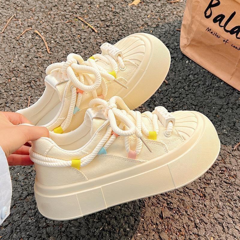 Milk fufu thick-soled shell head women's new autumn versatile, lightweight height-increasing wear-resistant board shoes