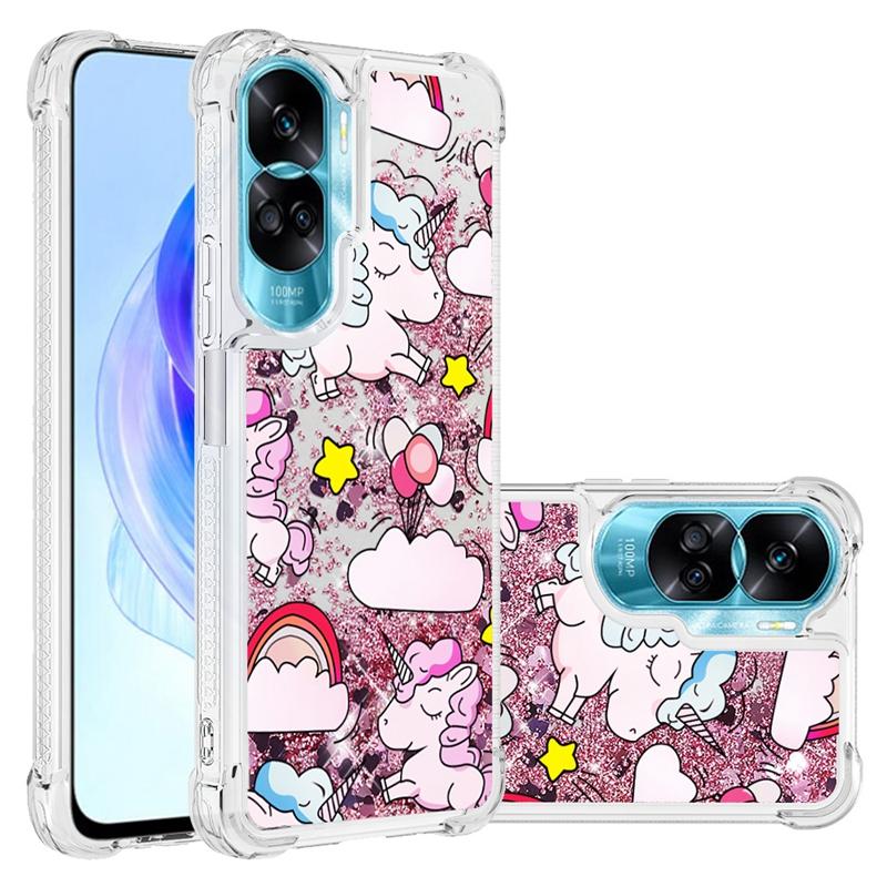 For Honor 90 Lite Case Cartoon Painted Pattern Quicksand Liquid Cover For Huawei Honor 90 Lite Honor90 90Lite Phone Case Fundas