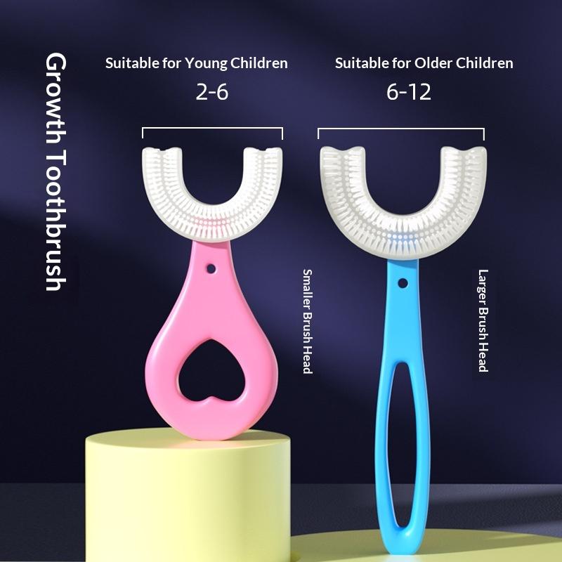 Kids U Shaped Toothbrush Anti-choking Design Food Grade Silicone Bristles Full Teeth Coverage for Toddlers Safe Brushing