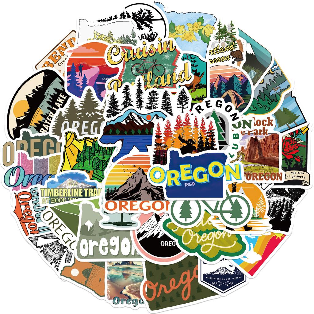 50 American State Oregon Graffiti Stickers Guitar Laptop Suitcase DIY Waterproof Stickers