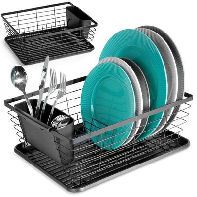 Dish Drainer for Plates, Cutlery, Cups, Metal Black Dish Drainer