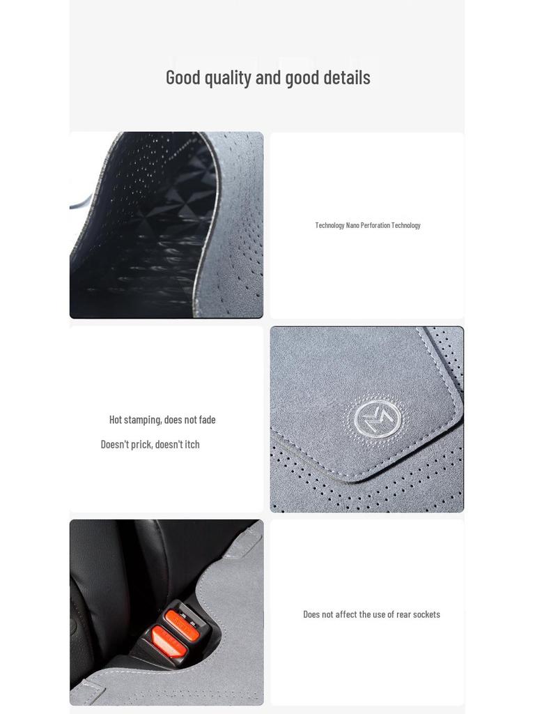 Suede Car Seat Cushion - All-Season, Breathable, Luxury Design with Small Waist Support