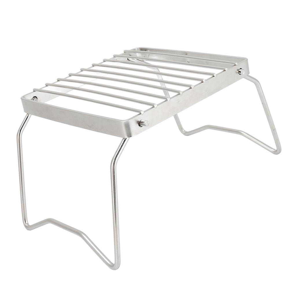 Folding Campfire Grill Stainless Steel Grid Shaped Camping Grill Grate Picnic QQB Grate for Outdoor